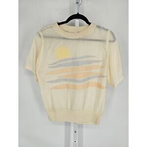 Vintage Philippe Marques Womens Sz 8 Short Sleeve Blouse 100% Silk Sunrise